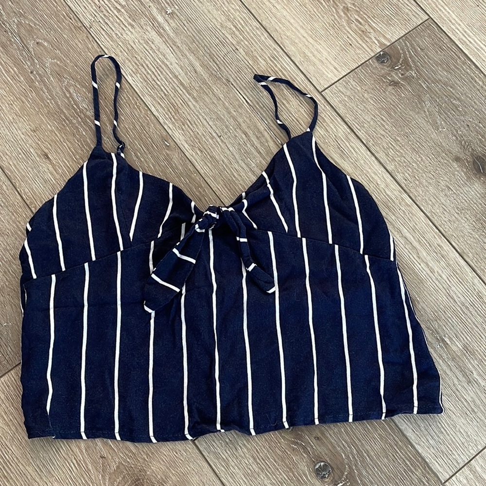 Navy and white striped tank
